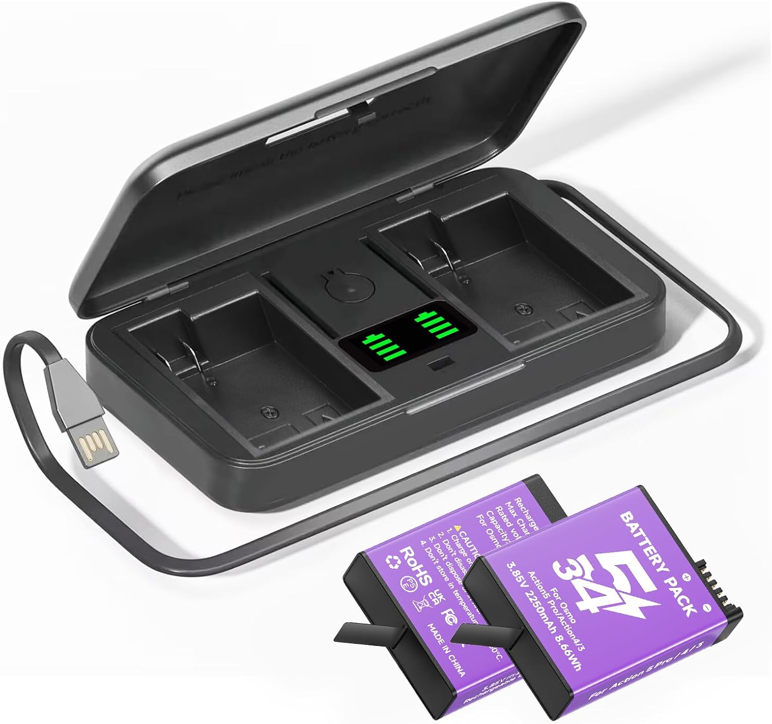 Kit CITYORK avec batteries 2250 mAh pour DJI Osmo Action